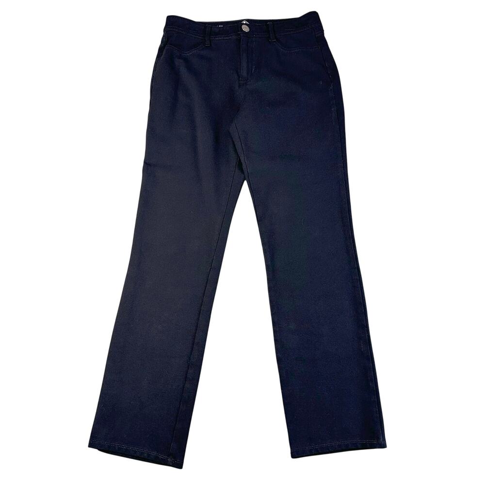 St John's Bay Pants Black WMNS M Straight Leg Trousers Mid Rise Classic Fit